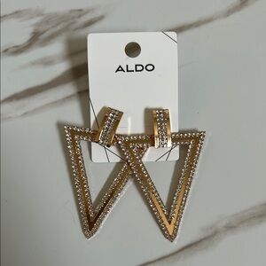 Aldo Gold and Silver Geometric Earrings with Crystal Accents